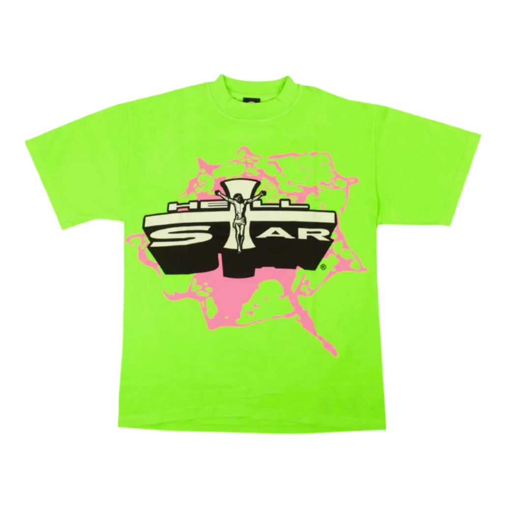 HELLSTAR STUDIOS JESUSEMBLEM LIME NEON GREEN T-SHIRT