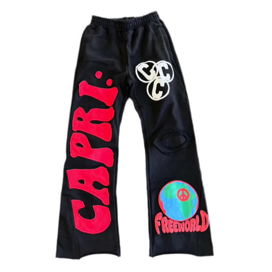 PROJECT CAPRI DENIM FLARED SWEATS (BLACK)