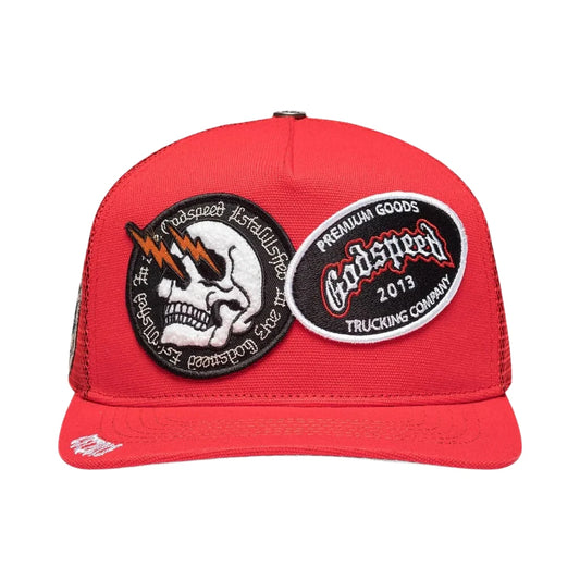 GODSPEED GS DUAL PATCH TRUCKER HAT (RED)