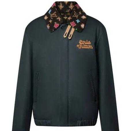 LOUIS VUITTON BY  TYLER THE CREATOR COTTON AVIATOR JACKET WITH MONOGRAM FLEECE COLLAR